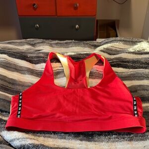 Vibrant Red Sports Bra with Black Trim